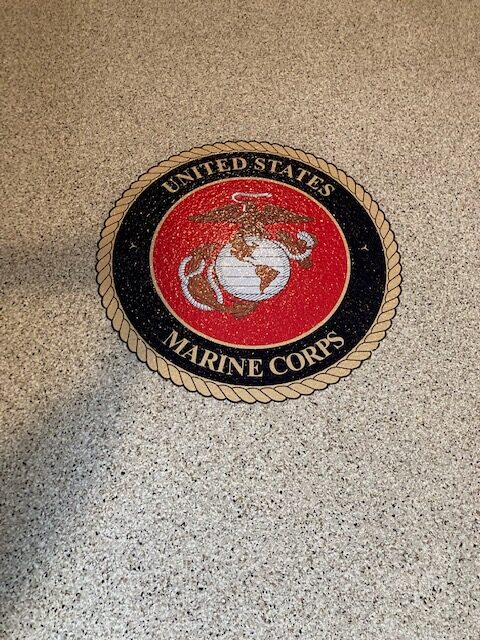 United States Marine Corps printed on the floor